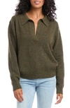 Karen Kane Ribbed Polo Sweater In Olive