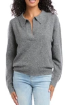 Karen Kane Polo Sweater In Dark Grey