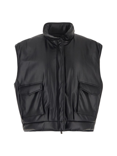 Ombra Faux Leather Gilet In Black