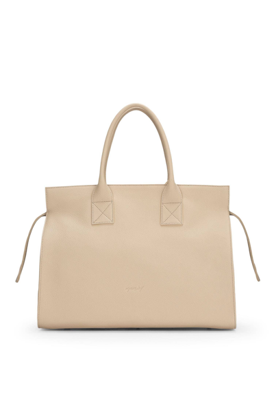 Marsèll Tote Bags Mars&egrave;ll Curva Bag In Grained Leather And Suede In Biscuit