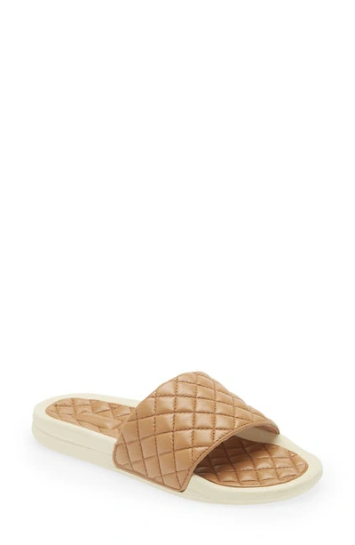 Apl Athletic Propulsion Labs Lusso Quilted Slide Sandal In Caramel / Pristine