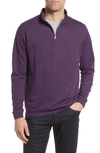 Peter Millar Crown Comfort Cotton Blend Interlock Quarter Zip Pullover In Mulberry