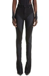 Mugler Spiral High Waist Denim & Tech Jersey Skinny Jeans In Black Black