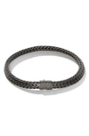 John Hardy Sterling Silver Classic Chain Matte Black Rhodium Flat Chain Bracelet In Grey