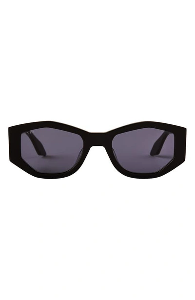Diff Zoe 55mm Square Polarized Sunglasses In Black / Grey