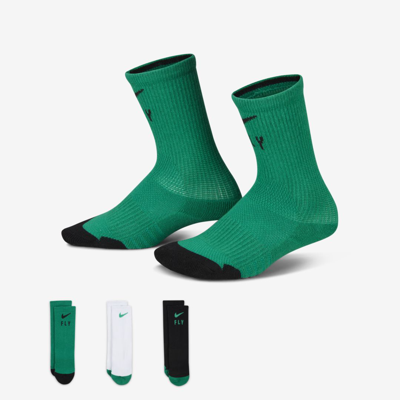 Nike Little Kids' Elite Crew Socks (3 Pairs) In Green