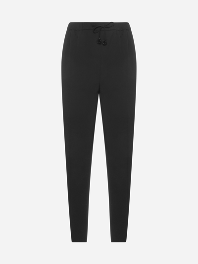 Max Mara Alfa Stretch Wool Trousers In Black