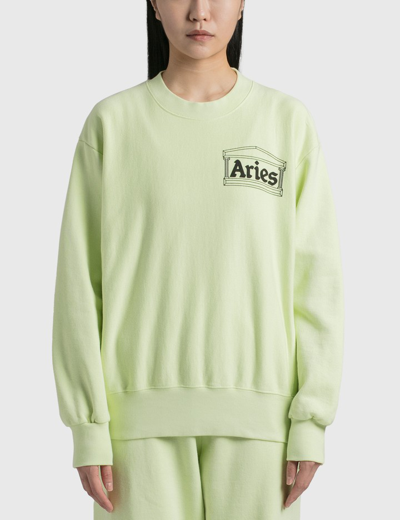 Aries Logo Printed Crewneck Sweatshirt In Green