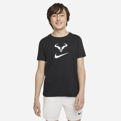 Nike Court Dri-fit Rafa Big Kids' Tennis T-shirt In Black