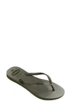 Havaianas Slim Gloss Flip Flop In Moss