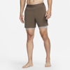 Nike Dry-fit 2-in-1 Pocket Yoga Shorts In Brown
