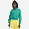 Nike Phoenix Fleece Retro Crop Quarter Zip Polo Top In Malachite Green Exclusive At Asos