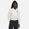 Nike Women's  Sportswear Phoenix Fleece 3/4-sleeve Crop Polo Sweatshirt In Grey