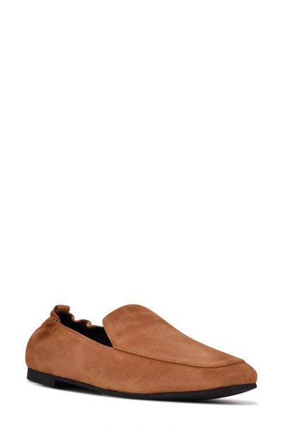 Nine West Women's Haylee Square Toe Slip-on Loafers Women's Shoes In Cognac Suede