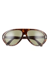 Tom Ford Camillo 60mm Pilot Sunglasses In Dark Havana / Green