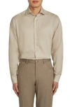 Jack Victor Chambray Button-up Shirt In Oatmeal