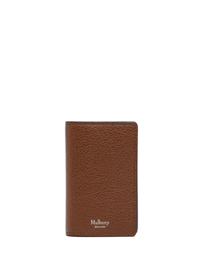 Mulberry Grain-leather Card Case In Braun
