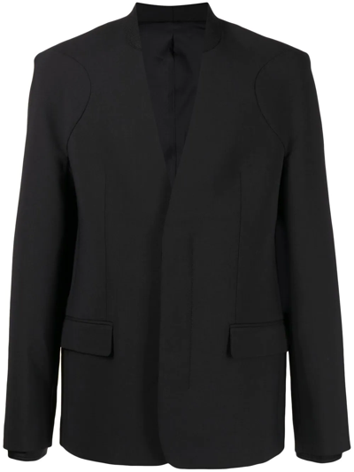 Dion Lee Single-breasted Collarless Blazer In Black