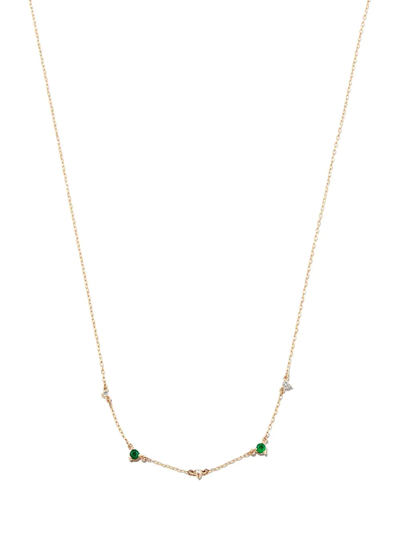 Adina Reyter 14k Yellow Gold Amigos Station Emerald Diamond Necklace