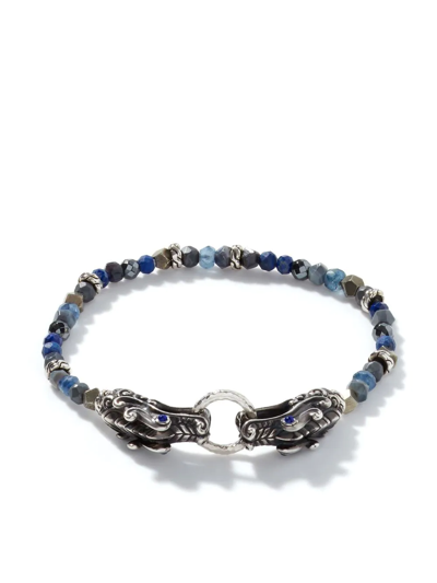 John Hardy Silver Legends Naga Multi-gemstone Double Dragon Head Bead Bracelet In Blue