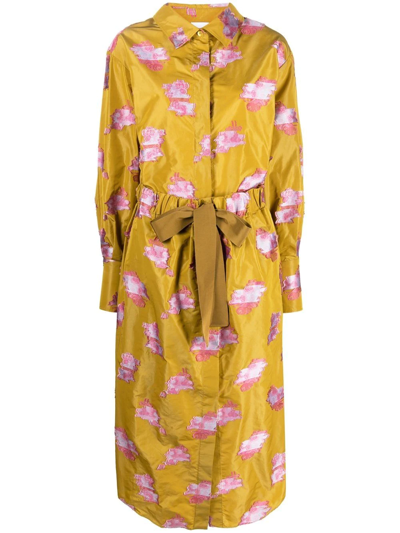 Patou Embroidered Two-part Shirt Dress In Giallo