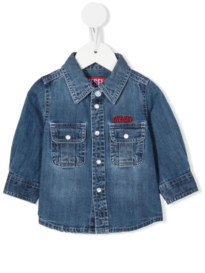 Diesel Babies' Embroidered-logo Denim Jacket In Blue