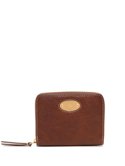 Mulberry Grained-leather Logo-plaque Purse In Brown