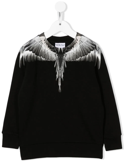Marcelo Burlon County Of Milan Kids' Icon Wings Graphic-print Cotton-blend Sweatshirt 4-12 Years In Black