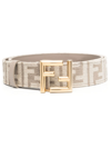 Fendi Ff-monogram Leather Belt In Neutrals