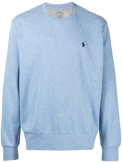 Polo Ralph Lauren Embroidered-logo Crew Neck Sweatshirt In Blau