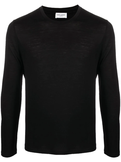 Saint Laurent Fine-knit Wool Jumper In Schwarz