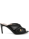 MOSCHINO HEELED LEATHER MULES