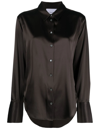 Frame The Standard Silk-blend Satin Shirt In Braun