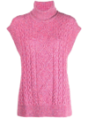 BAUM UND PFERDGARTEN ROLL-NECK CABLE-KNIT TOP