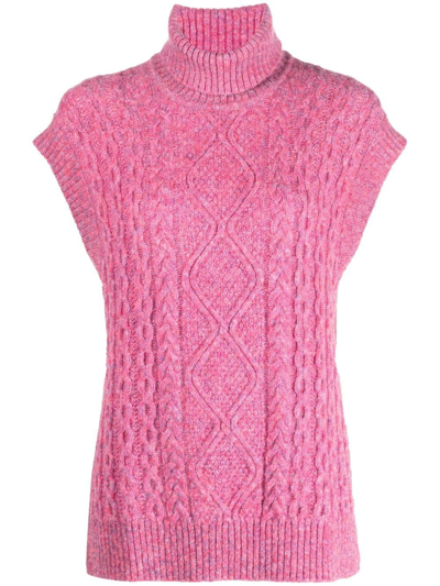 Baum Und Pferdgarten Roll-neck Cable-knit Top In Rosa