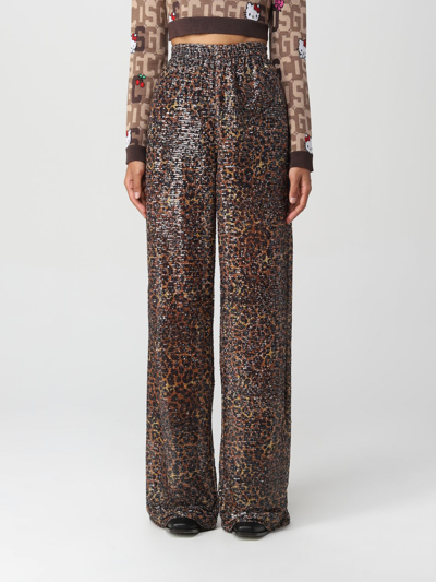 Gcds Sequined Printed Trousers In Gold