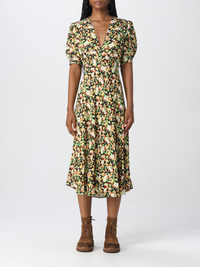 Marni Floral Puff-sleeve Dress In Black