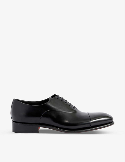 Santoni Mens Carter Cap-toe Leather Oxford Shoes Black Eur 43.5 / 9.5 Uk