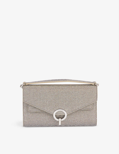 Sandro Yza Metallic Canvas Clutch Bag In Noir / Gris