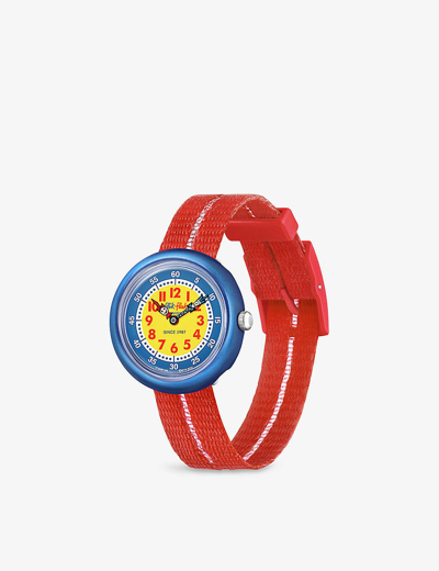Flik Flak Kids' Fbnp188 Retro Red Bio-sourced Plastic And Recycled Pet-blend Watch