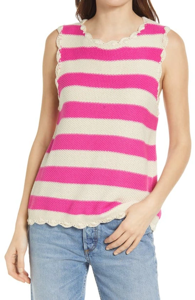 Frnch Uma Stripe Sleeveless Sweater In Violine