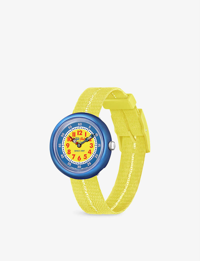 Flik Flak Kids' Fbnp189 Retro Yellow Bio-sourced Plastic And Recycled Pet-blend Watch