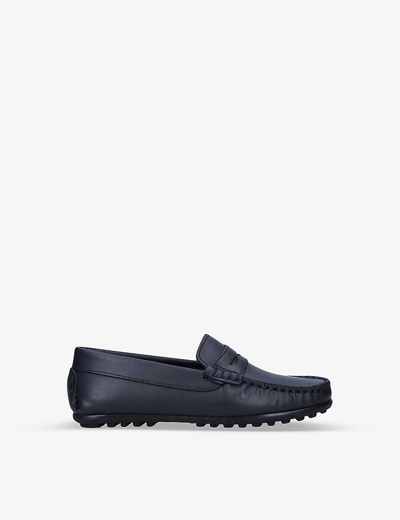 Papouelli Kids' Felix Leather Moccasins 7-9 Years In Navy