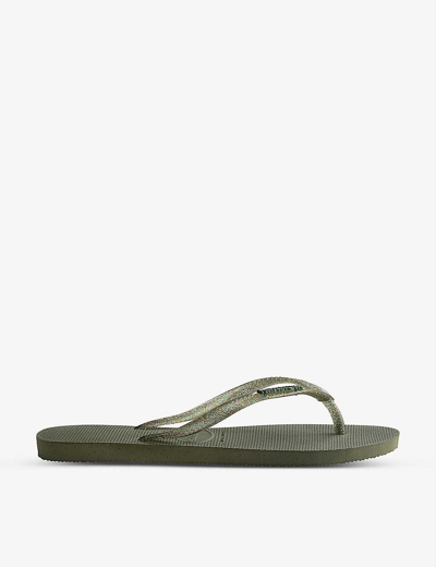 Havaianas Slim Metallic Rubber Flip-flops In Green