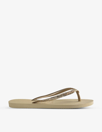 Havaianas Slim Glitter Ii Rubber Flip Flops In Sand Grey