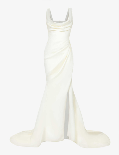 House Of Cb Delphine Sleeveless Satin Maxi Dress In Ivory