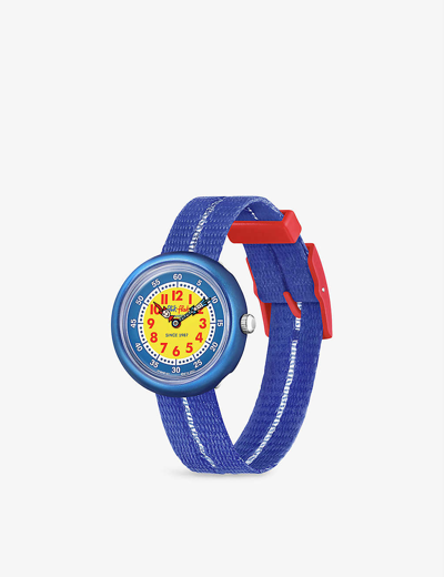 Flik Flak Kids' Fbnp187 Retro Blue Bio-sourced Plastic And Recycled Pet Quartz Watch