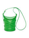 Alexander Mcqueen The Curve Leather Bucket Bag In Acid Green
