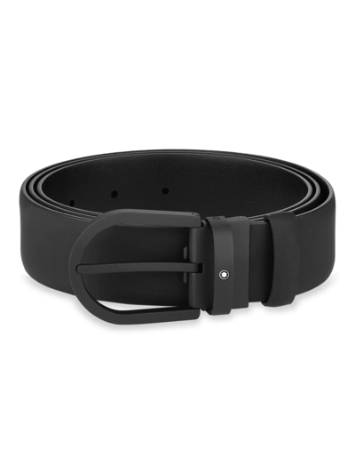 Montblanc 3.5cm Rubberised Leather Belt In Black