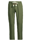 Mc2 Saint Barth Solid Drawstring Lounge Linen Pants In Military